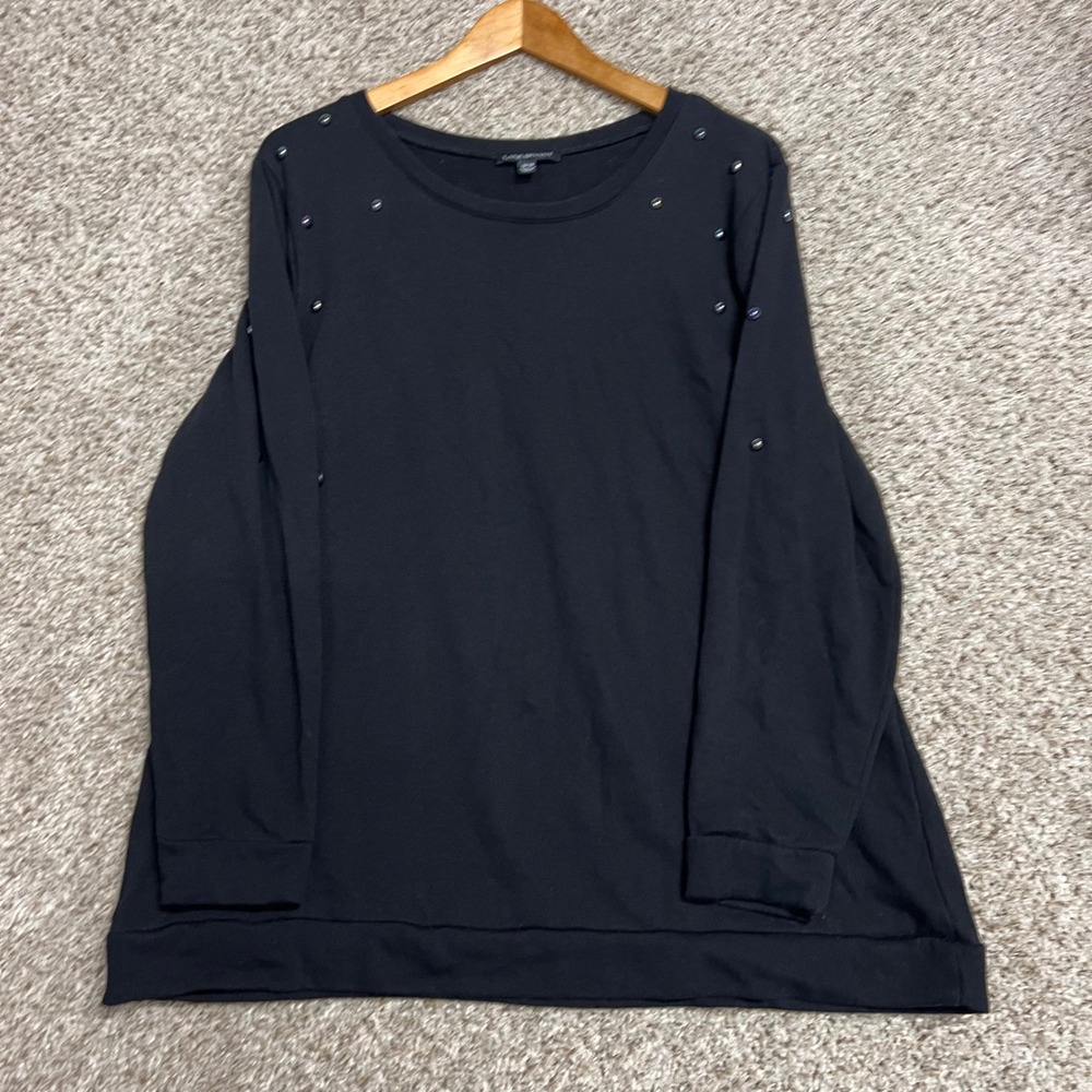 Lane Bryant Black Faux Pearl Embellished Sweatshirt Top Plus Size 18/20